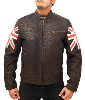 Union Jack UK Flag Logo Cafe Racer Leather Jacket1
