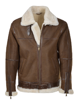 Men Umber Brown Shearling Leather Jacket 1 Men Umber Brown Shearling Leather Jacket 1
