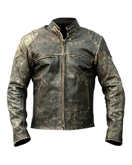 Men's Antique Retro Biker Distressed Leather Jacket 1
