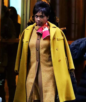 Respect 2021 Jennifer Hudson Mid-Length Yellow Coat Respect 2021 Jennifer Hudson Mid-Length Yellow Coat