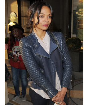 Avatar 2 Zoe Saldana Dark Blue Jacket