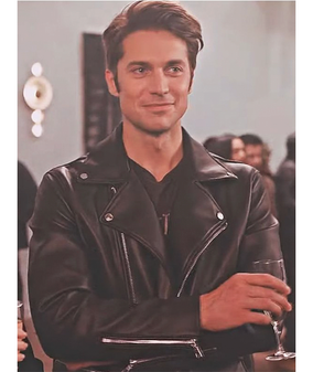 Emily in Paris S02 Gabriel Black Leather Jacket 1