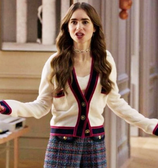Emily In Paris S02 Emily Cooper White Cardigan 1 Emily In Paris S02 Emily Cooper White Cardigan 1