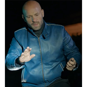 Restless 2022 Franck Gastambide Blue Leather Jacket 1