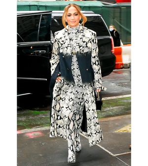 Jennifer Lopez Snakeskin Ensemble Printed Coat 2022 1