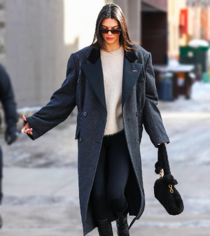 Kendall Jenner Oversized Grey Double Breasted Trench Coat 2