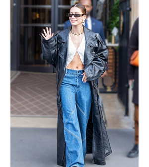 Hailey Baldwin Black Leather Coat 2022 1
