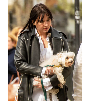 Daisy Lowe Black Leather Jacket 2022 1