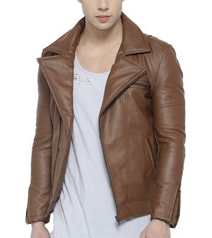 Mens Brown PU Leather Jacket 1