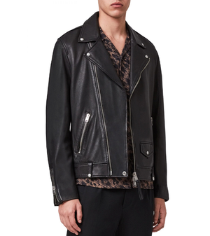 Mens Classic Black Leather Biker Jacket 1