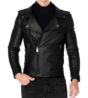 Mens Black Motorcycle Leather Jacket 1