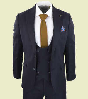 Mens Navy Blue 3 Piece Suit with 