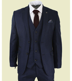 Mens Tailored Fit 3 Piece Blue Smart Formal Suit 1 Mens Tailored Fit 3 Piece Blue Smart Formal Suit 1