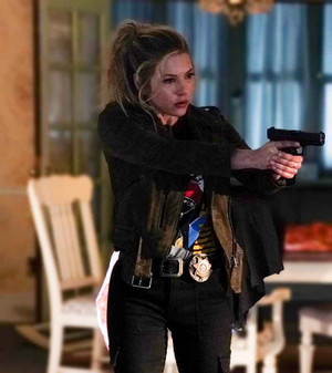 Big Sky Katheryn Winnick Green Suede Jacket 1