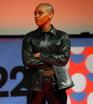 Alisha B Woods SXSW Festival 2022 Black Leather Jacket 1