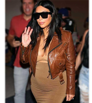 Kim Kardashian Cropped Leather Jacket