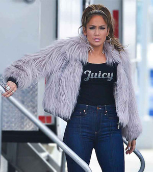 Jennifer Lopez Wore a “Big White Fur Coat” While in Labor