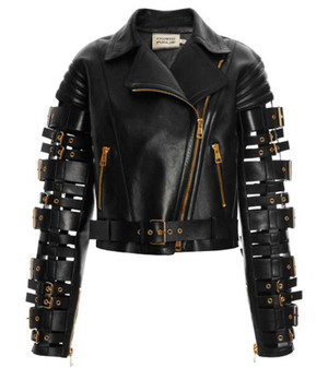 Zendaya Straps and Buckles Leather Jacket