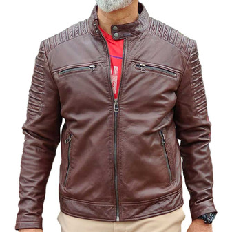 Cafe Racer Real Lambskin Leather Distressed Jacket