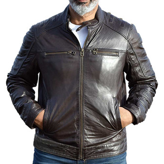 Mens Genuine Lambskin Classic Leather Biker Jacket 1 Mens Genuine Lambskin Classic Leather Biker Jacket 1