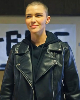 1UP 2022 Ruby Rose Black Leather Jacket
