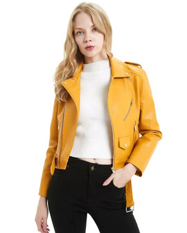 Eileen Gu Yellow Louis Vuitton's Leather Jacket 2022