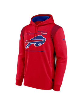 Men NFL Buffalo Bills Sideline Red Pullover Hoodie