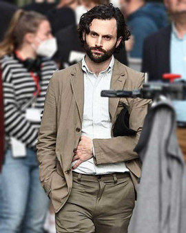 You S04 Penn Badgley Grey Blazer