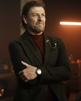 Knights of the Zodiac 2023 Sean Bean Brown Hopsack Blazer