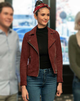The Out-Laws 2023 Nina Dobrev Brown Suede Jacket