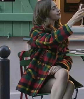 Emily In Paris Emily Cooper Checked Coat Emily In Paris Emily Cooper Checked Coat