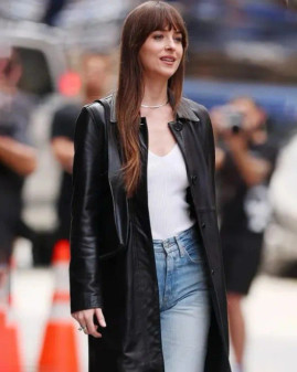 Dakota Johnson Materialists 2025 Leather Coat