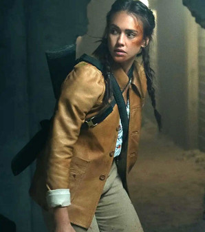 Jessica Alba Trigger Warning Brown Jacket