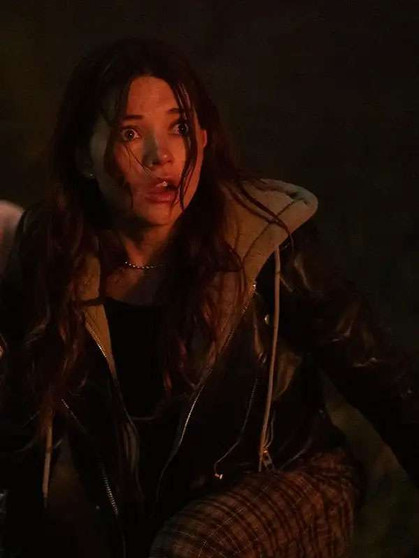 Katie Douglas 2025 Clown In A Cornfield Kelly Black Leather Jacket