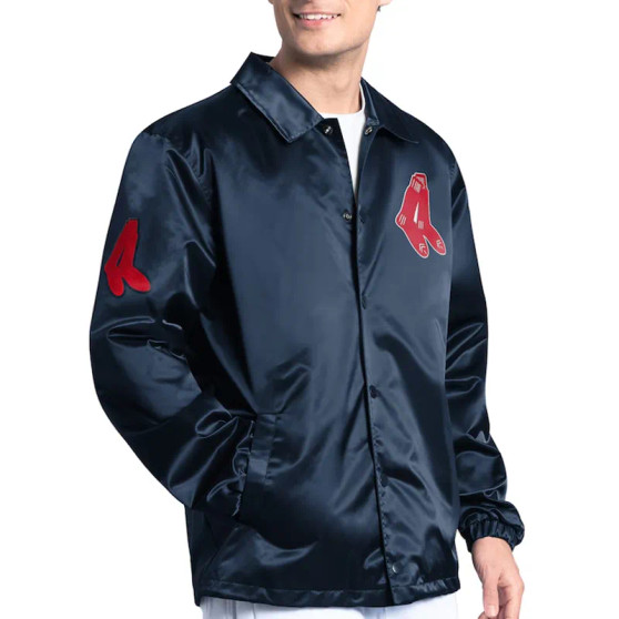 Navy Blue Boston Red Sox Point Man Coaches Jacket
