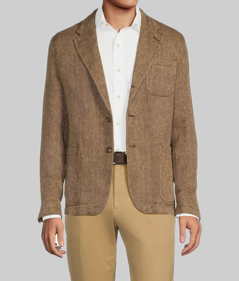 Wake Up Dead Man Jeremy Renner Tweed Brown Blazer