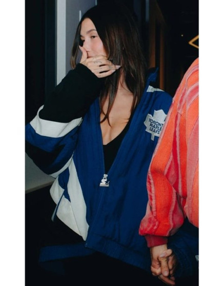 Hailey Bieber Toronto Maple Leafs Jacket