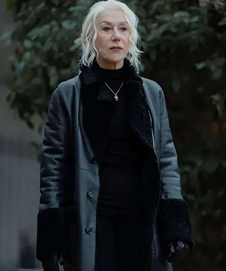 Helen Mirren MobLand Maeve Harrigan Helen Shearling Leather Coat