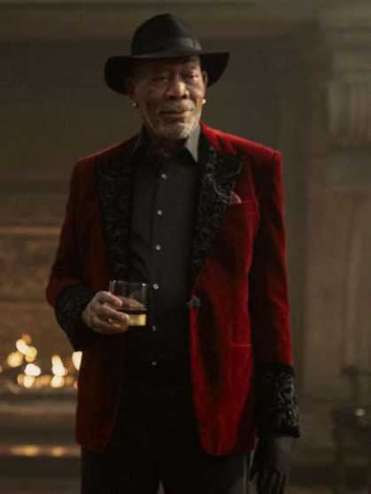 Morgan Freeman Now You See Me Now You Don’t Thaddeus Bradley Red Blazer