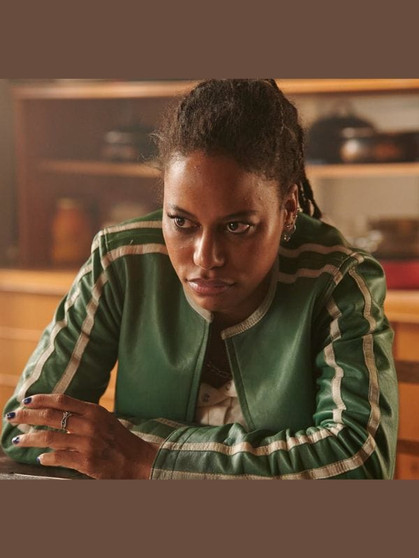 Taylour Paige The Toxic Avenger J J Doherty Green Leather Jacket