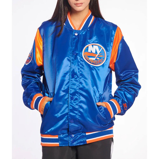 New York Islanders Teddy Royal Blue Satin Jacket
