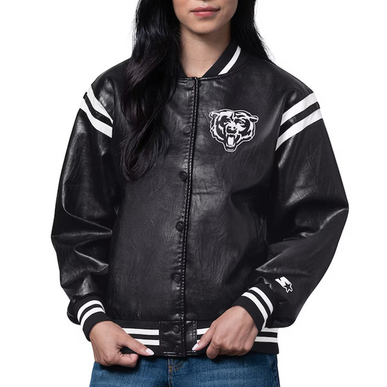 Chicago Bears High Heat Vegan Black Leather Jacket