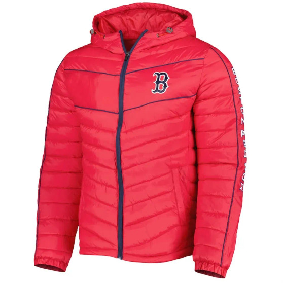 Boston Red Sox Puffer Red Hooded Jacket