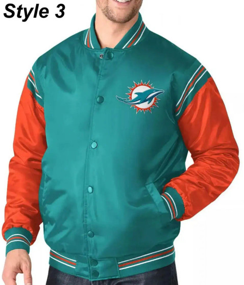 Teal Green Miami Dolphins Bomber Jacket in 5 Different Styles