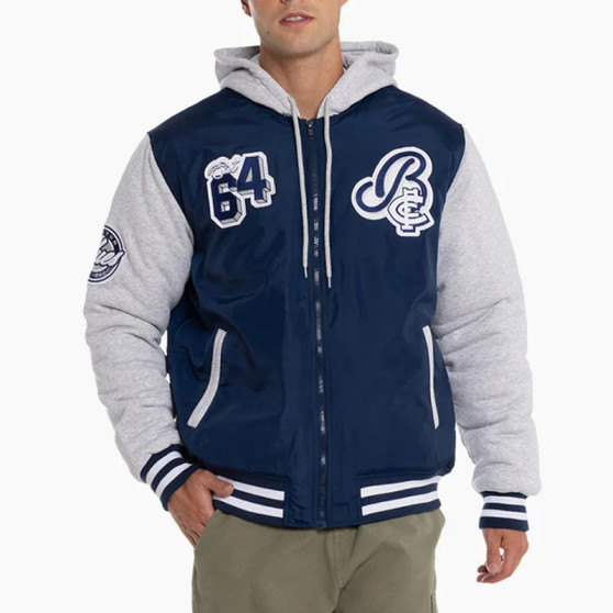 Carlton Blues Hooded Polyester and Fleece Jacket