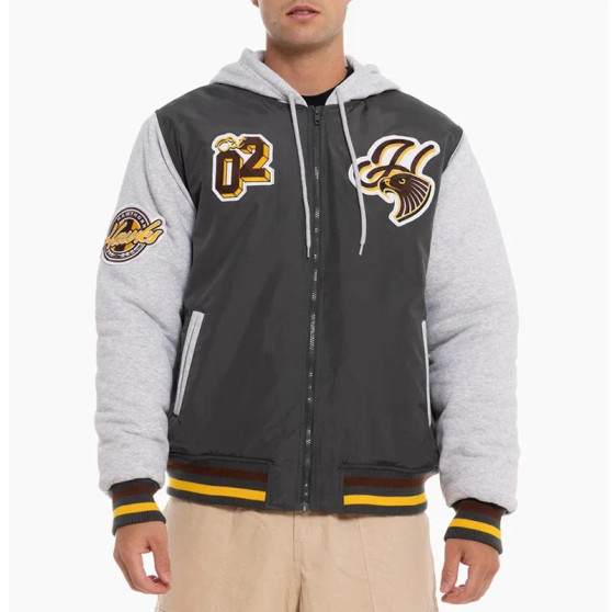 Gray and Black Hawthorn Hawks Hooded Jacket