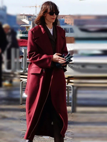 Rebecca Hall The Beauty Maroon Coat