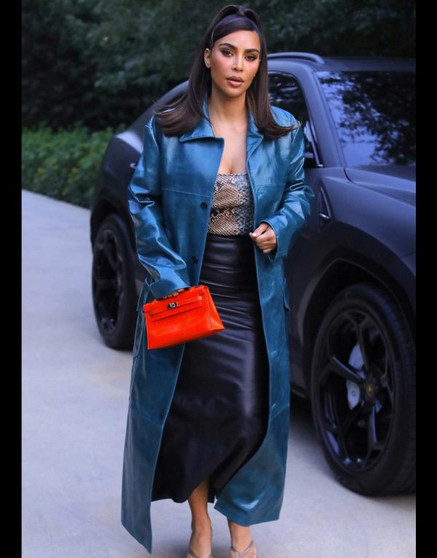 Kim Kardashian Blue Coat