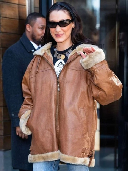 Bella Hadid Fur Jacket