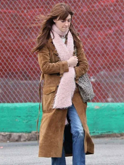 Daisy Edgar Jones Here Comes The Flood Suede Coat
